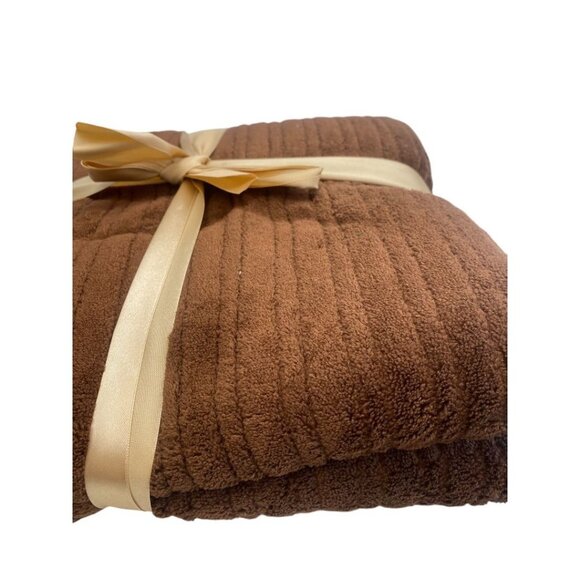 Brown Ribbed Throw Blanket Soft Fuzzy Gift Wrapped - Picture 7 of 7